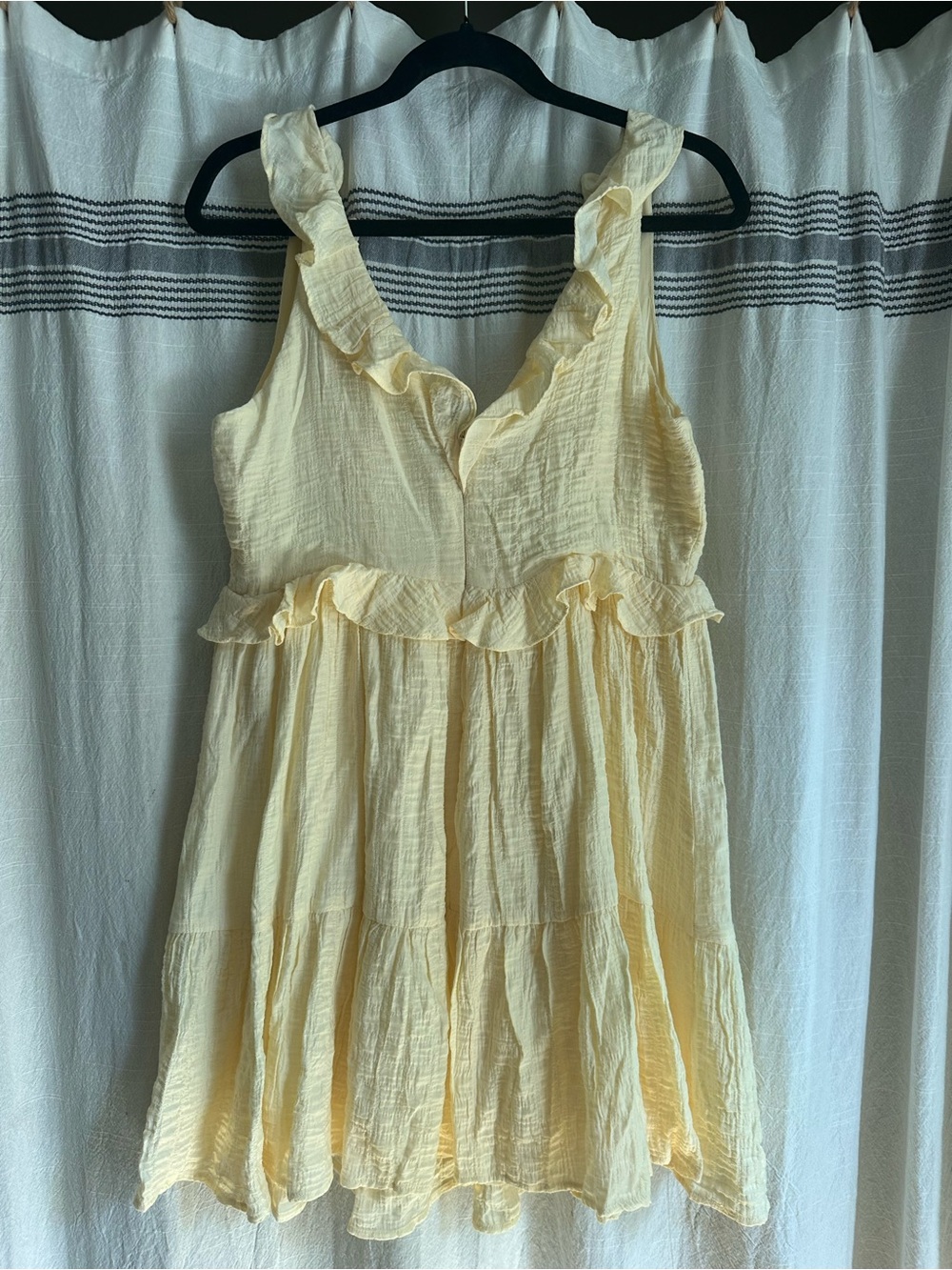 Lulu's Pale Yellow Ruffle V-Neck Tunic - Picture 4 of 4